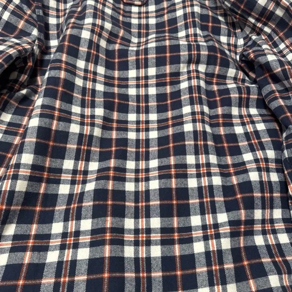 Navy and White Plaid Button-Up Shirt